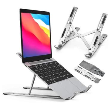 Imagem de Suporte Para Notebook Tablet Alumínio Mesa Portátil Ajustável e Dobráv