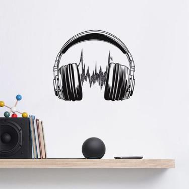Imagem de Adesivos de parede Fone de ouvido Sound Wave Design PVC 31x29 cm - yiw