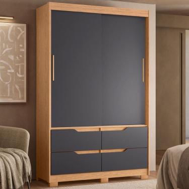 Imagem de Guarda Roupa Solteiro  2 Portas de Correr 4 Gavetas com Pes Sole Albatroz