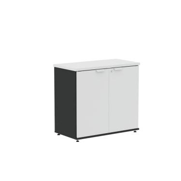 Imagem de Armário Baixo para Escritório P25 com 2 Portas Preto/Branco