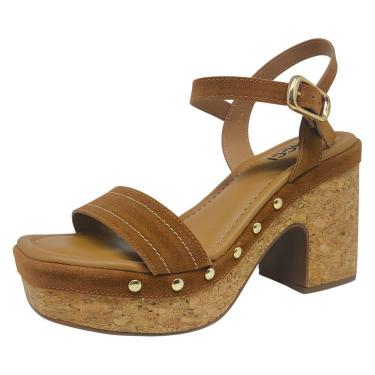 Imagem de Sandália Feminina Pins Cortiça Salto Medio Meia Pata Cacci