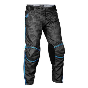 Imagem de Calça de Motocross Infantil Pro Tork Fast , Chumbo, Azul, 16