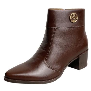 Imagem de Bota Feminina Couro Confortável Resistente Cano Baixo Pegada