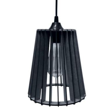Imagem de Luminária Teto Tipo Pendente Cairo Mdf - Completa Cor: Preta - LENOBRE