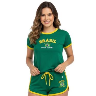 Imagem de Conjunto Do Brasil Camisa + Short Feminino - ToJoia18k, Verde, P