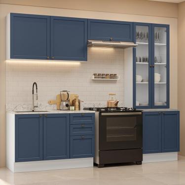 Imagem de Armário de Cozinha Completa 270 cm Branco/Azul Vik Madesa 06