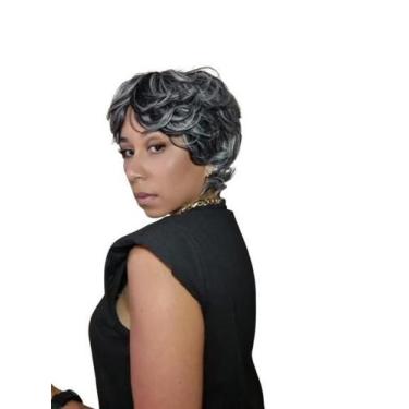 Imagem de Peruca curta pixie cabelo humano - Lace Front BH, grisalho