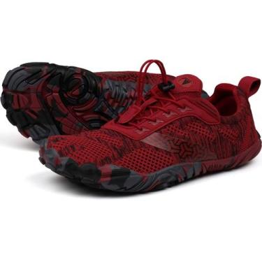 Imagem de Tênis de corrida de trilha Joomra Barefoot femininos vermelhos tamanho