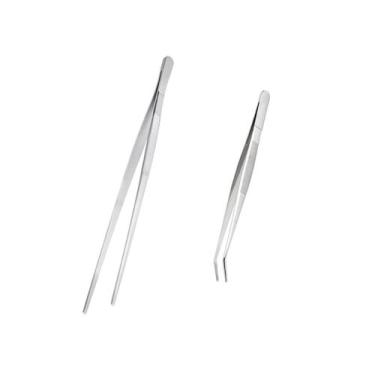 Imagem de Pinça Empratamento Reta Dobrada 16cm e 30cm Inox 2un - casa cha