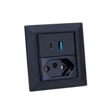 Imagem de Espelho Duplo Chanfrado 1 Tom 20A 2 Usb 9.0A - CONNECT CAIXA TOMADA, P