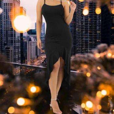 Imagem de Vestido longo com fenda azul marinho - Ca'modafadhion 