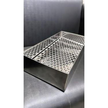 Imagem de Escorredor Fritura Inox Bandeja 40cmx20cmx8cm Pastel Salgados - VJ Chu