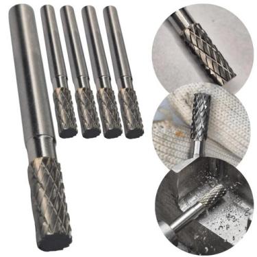 Imagem de Kit 5 Lima Rotativa Cilíndrica 6mm Metal Duro Desbaste Ferro - Rocast