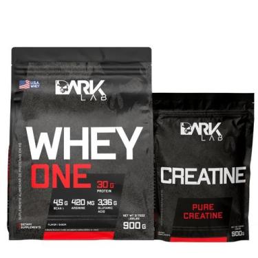 Imagem de Kit Whey Protein One Refil 900g + Creatina Pura 500g Dark Lab, Chocola