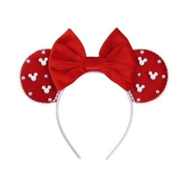 Imagem de Tiara De Veludo Com Orelhas De Rato Para Meninas, Faixa De Cabelo Maci