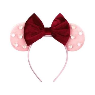 Imagem de Tiara De Veludo Com Orelhas De Rato Para Meninas, Faixa De Cabelo Maci