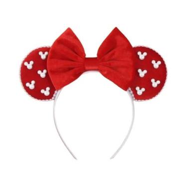 Imagem de Tiara De Veludo Com Orelhas De Rato Para Meninas, Faixa De Cabelo Maci