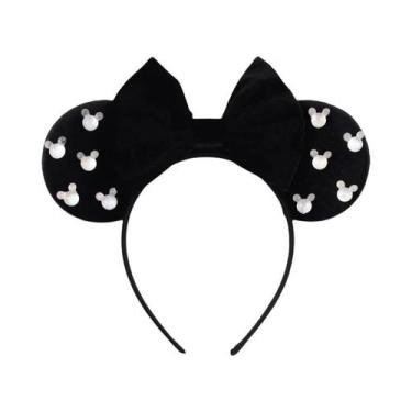 Imagem de Tiara De Veludo Com Orelhas De Rato Para Meninas, Faixa De Cabelo Maci