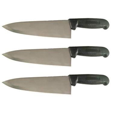 Imagem de Cozzini Cutlery Imports Faca de cozinheiro de 20 cm cores e pacotes sortidos – talheres de cozinha comercial afiados – facas de cozinha (pacote com 3 – Preto)