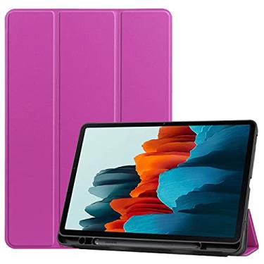 Imagem de Caso ultra slim Para SumSung Galaxy Tab S7 11 Polegada 2020 T870 / 875 Tablet Case Capa, Soft Tpu. Capa de proteção com auto vigília/sono Capa traseira da tabuleta (Color : Purple)