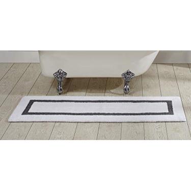 Imagem de Better Trends Tapetes de banho 100% algodão coleção hoteleira, tapete de banho branco e cinza - tufado, reversível e absorvente e lavável na máquina tapetes de banho corredor para banheira, chuveiro e