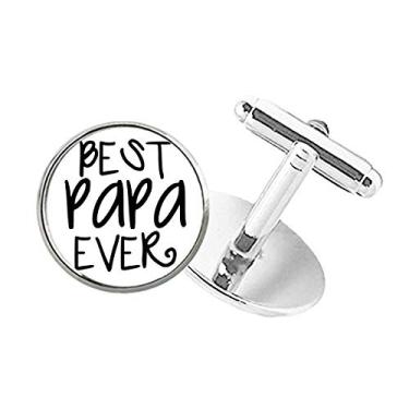 Imagem de DIYthinker Abotoaduras de botão redondo Bless Father Best Papa Ever Words