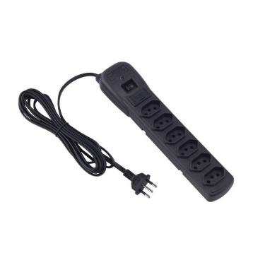 Imagem de Protetor Elétrico 6 Tomadas Preto 3 Metros Force Line