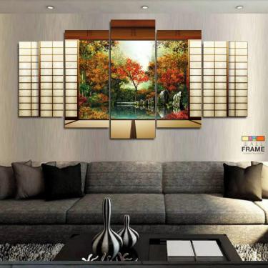 Imagem de Quadro Decorativo Janela do Japão 130x63 em tecido