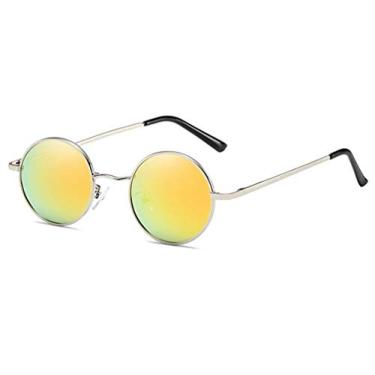 Imagem de Óculos de sol femininos polarizados redondos fashion lentes espelhadas óculos de sol unissex proteção UV clássico vintage óculos de sol, G, One Size