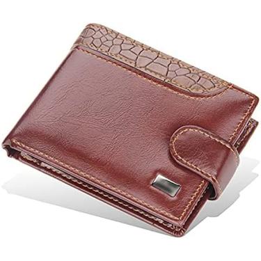 Imagem de KRASS Carteiras vintage de couro masculinas bolso de moedas ferrolho pequena carteira porta-cartão bolsa de dinheiro masculina, café, 11,5x2x8,5cm, colecionador 88