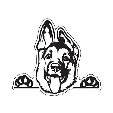 Imagem de WickedGoodz Decalque de pastor alemão - Adesivo de para-choque de raça de cachorro sorridente - para laptops, janelas, carros, caminhões, paredes - preto e branco