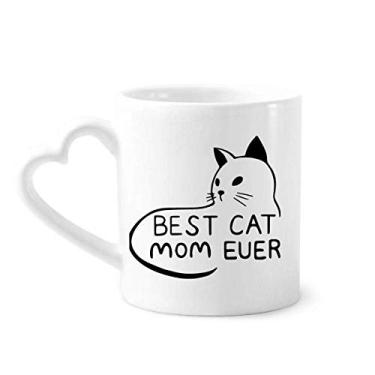 Imagem de Best Cat Mom Ever Quote DIY Design Caneca Café Cerâmica Copo de Coração de Vidro