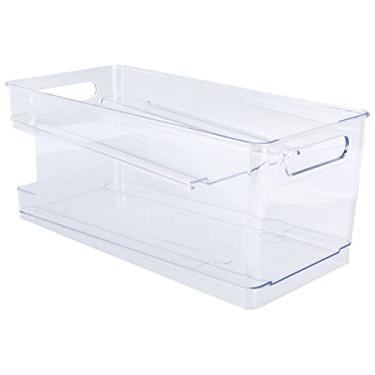 Imagem de Organizador Automático de Lata de Bebida Rolante de Dupla Camada, Recipiente Plástico para Frigorífico, Suporte Empilhável para Bebida em Lata, Rack de Armazenamento