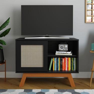 Imagem de Balcão Bar Miami Detalhe Em Palha Sintética Preto