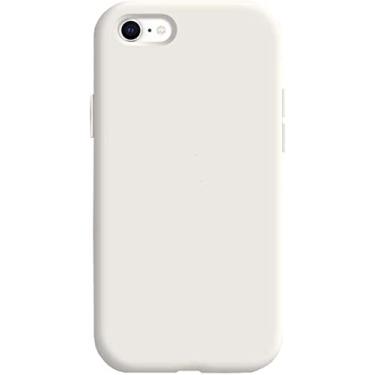 Imagem de BANDKIT Capa de silicone líquido para Apple iPhone SE3 (2022) 4,7 polegadas, capa de telefone traseira macia à prova de choque [proteção de tela e câmera], roxo (cor: branco)