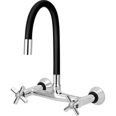 Imagem de Misturador de Cozinha Flexível Preto Parede 1/4 de Volta Acabamento:Volante C62
