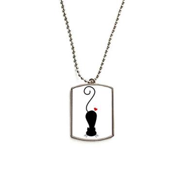 Imagem de DIYthinker Colar com pingente de gato em forma de coração com corrente de aço inoxidável para cães