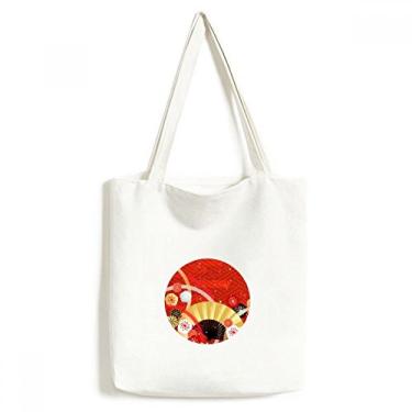 Imagem de Bolsa de lona dobrável com estampa geométrica Sakura bolsa de compras casual