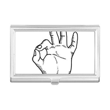 Imagem de Carteira de bolso com estampa de gesto OK para cartões de visita