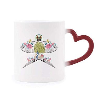 Imagem de Caneca Kite Cultura Chinesa Padrão Tradicional Sensível ao Calor Caneca Vermelha Mudança de Cor