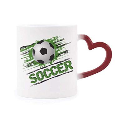 Imagem de Caneca verde de futebol americano, esportiva, sensível ao calor, vermelha, muda de cor, grés
