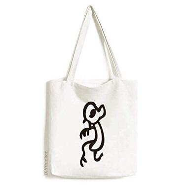 Imagem de Bones Inscriptions Bolsa de lona com macaco do zodíaco chinês Bolsa de compras casual