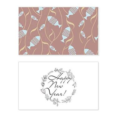 Imagem de Blocos de cores, peixes abstratos, plantas aquáticas, ano novo, festival, cartão de felicitações, mensagem de abençoar presente