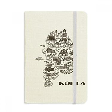 Imagem de Mapa coreano Seul e Busan caderno de tecido capa dura diário clássico A5