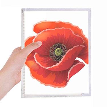 Imagem de Caderno de folhas soltas com pintura de flor vermelha, agenda recarregável