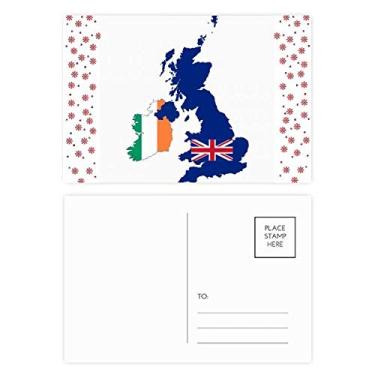 Imagem de Mapa da Grã-Bretanha Bandeira Irlanda País Reino Unido Natal Flor Celebração Cartão Postal Bênção Cartão de Correio