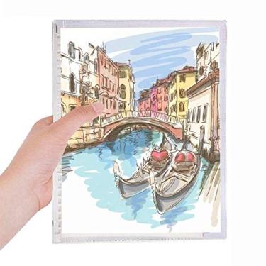Imagem de Caderno de pintura de aquarela com paisagem de Veneza Itália diário de folhas soltas recarregável
