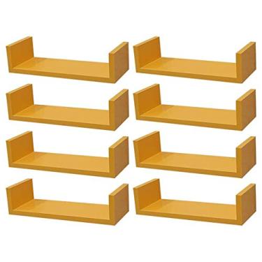 Imagem de Kit 8 Prateleiras U 40 x 20cm Amarela Suporte Invisível