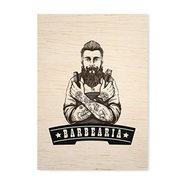 Imagem de Arte Maníacos Quadro Decorativo em Madeira Barbeiro Braços - 23x16,25cm