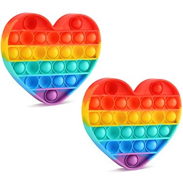 Imagem de iKomo Brinquedo sensorial Pop Its Rainbow Heart para crianças e adultos, alívio da ansiedade por estresse para necessidades especiais do autismo do TDAH, bolha de popping Simple Dimple